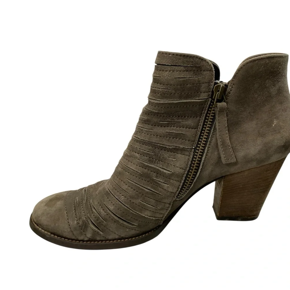 Paul Green Malibu Sliced Chunky Nobuck Leather Ankle‎ Bootie 5 Metallic Taupe
